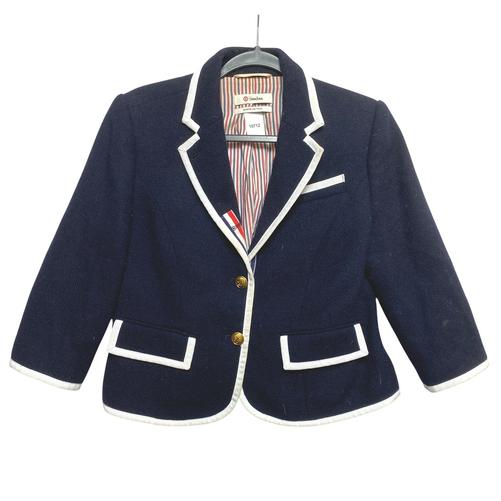 Thom Browne Navy Blazer with White Piping